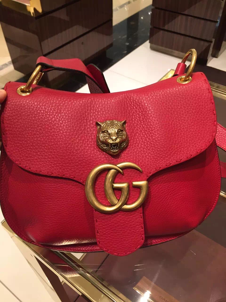 Authentic Gucci GG Marmont Shoulder Bag 409154 Red